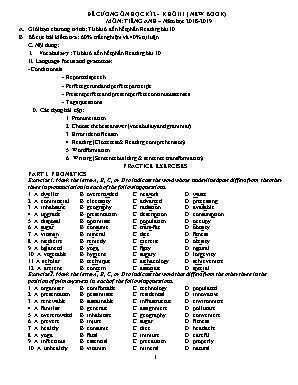 Đề cương ôn tập học kỳ II môn Tiếng Anh Lớp 11 - Năm học 2018-2019